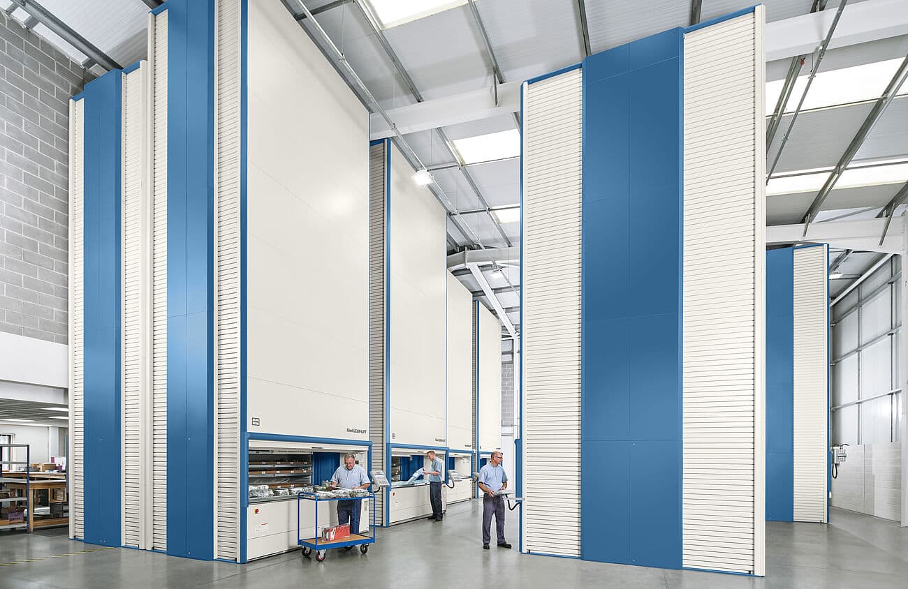 Hänel Lean-Lift Vertical Lift Modules in warehouse