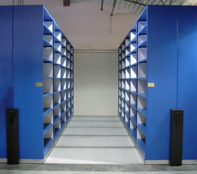 High-density movable shelving for physical records storage